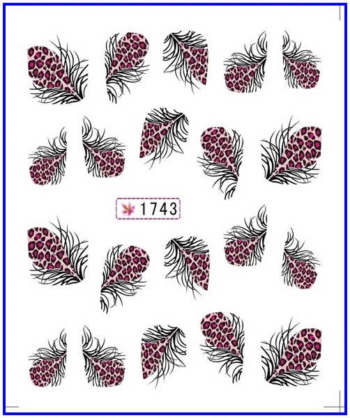 Ногтей Стикеры Плюм перо ушной раковины Вода Трансферы Стикеры s ногтей наклейки Стикеры s воды Наклейка скидка E - Цвет: SY1743