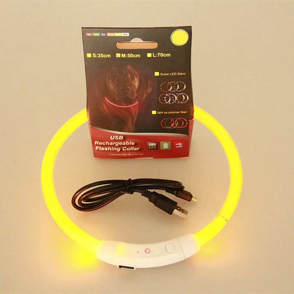 USB Practical Rechargeable LED Flashing Pet Dog Collar Light Band