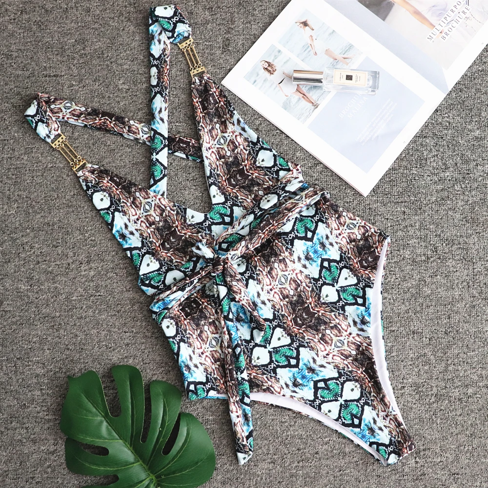

green swimsuit one piece Bandage sexy bikini 2019 Push up swimwear women string monokini High cut bathing suit bodysuit
