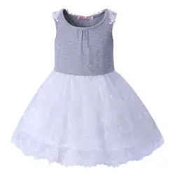 Pettigirl/летнее платье принцессы без рукавов для девочек, серое кружевное платье для маленьких девочек, Повседневные детские костюмы для