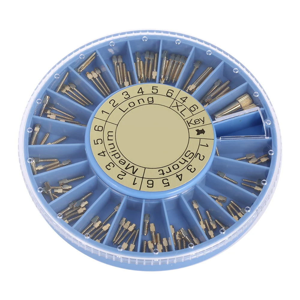 

120Pcs Dentist Conical Screw Posts Dental Kit Stainless Steel Nordin Dental Material Gold Plated Tapered Refills Files