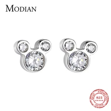 Modian, Новое поступление, милые стильные серьги-гвоздики из стерлингового серебра 925 пробы, с медведем, медведем, фианитом, ювелирные изделия из серебра для женщин
