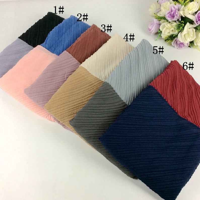 

Two Color Crinkled Plain Wrap Cotton Wrinkle Scarf Double Color Patchwork Shawls Muslim Hijab Women Scarf And Scarves