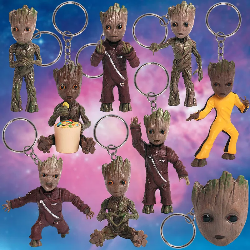 

8 Styles Baby Tree Man Toy Doll Grootted Keychain Action Figure Film Movie Avengers 4 Guardians of the Galaxy Gift Kids Fans