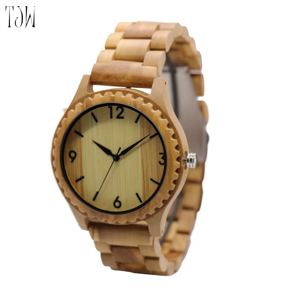 

TJW Casual Handmade Nature Wood Bamboo Creative Men Women full wooden Band Strap Analog Wrist Watch Festival Memorial Day Gift