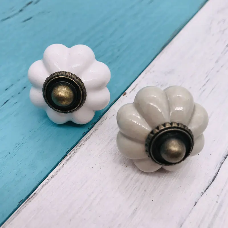 8x Vintage Furniture Handle Ceramic Pull Knobs For Kitchen Cabinet