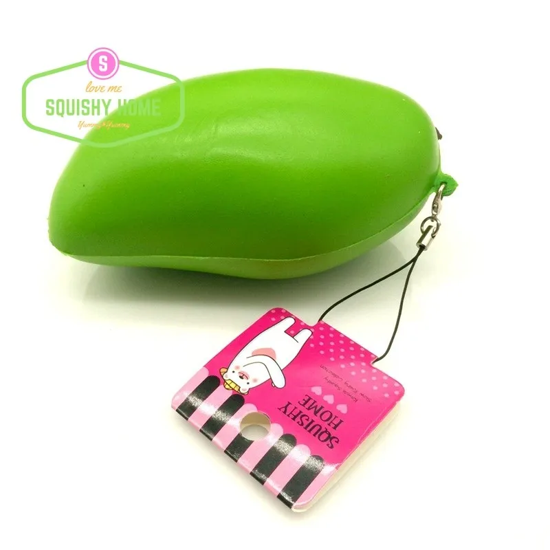 

Kuutti Squishy 1 PC Lovely 13cm Soft Delcious Kawaii Green Mango Fruit Slow Rising Squishy Phone Strap Anti Stress Soft Toy