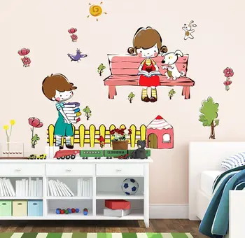 

Kids Girl Boy Room Decoration Cartoon Study Children Wall Stickers,Removable Vinyl Child Bedside DIY Wall Decal, Baby Murals
