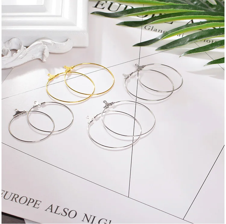 

20PCS Diameter:30MM and 35MM Silver Color Gold Color and Imitation Rhodium Plated,Copper Hoop Earrings Diy Jewelry Accessories