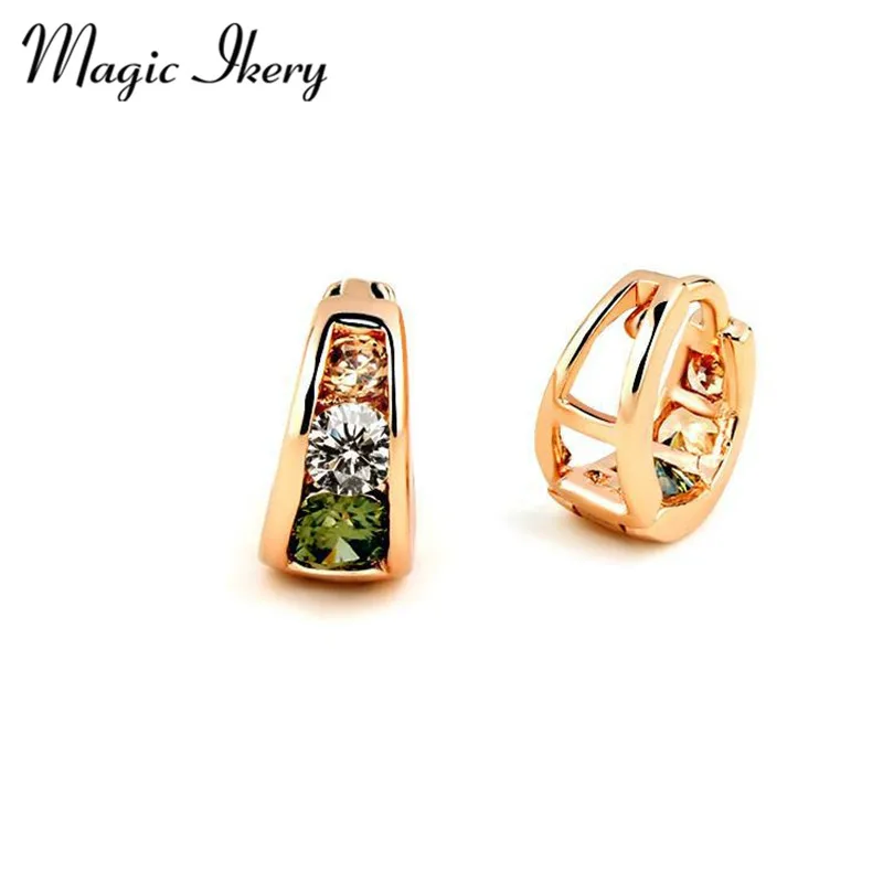 

Magic Ikery 2 Colors Cubic Zircon Hollow Crystal Earring Jewelry Gold Color Fashion Earrings for women MKY163