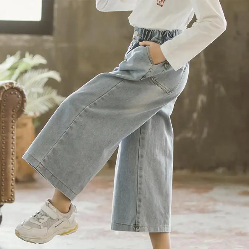 

2019 New Girl's Jeans Fille High Quality Fashion Cotton Solid Leisure Denim Pants Kid Clothes Girls 8 To 12 Trousers Jean Enfant