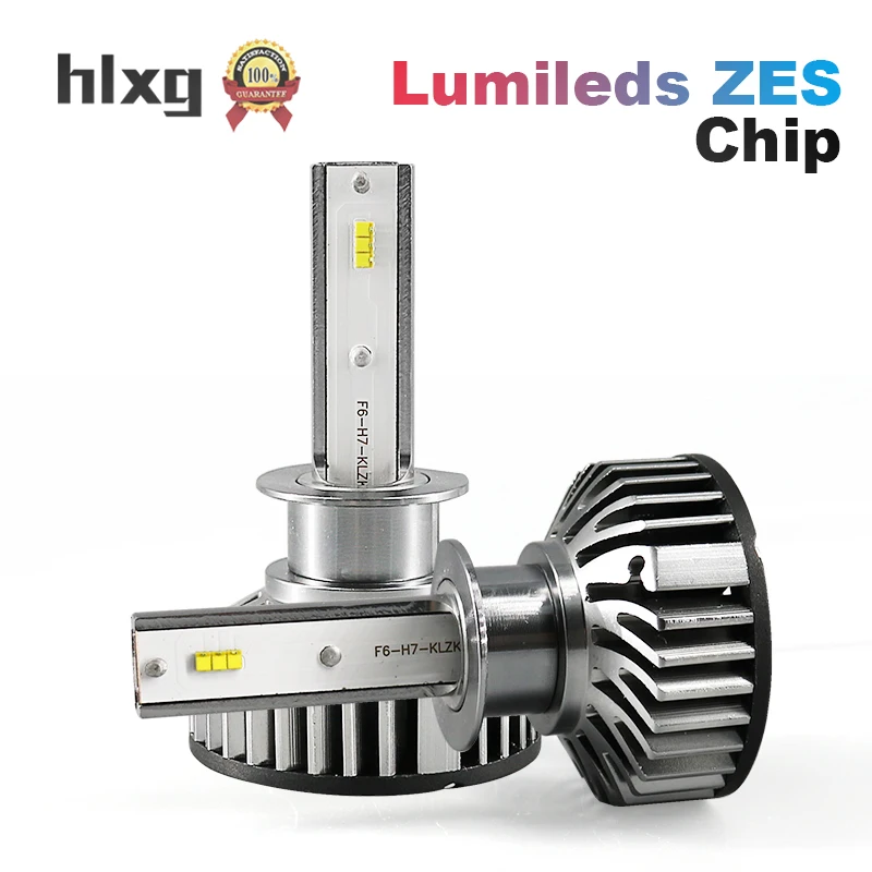 HLXG 1 пара H1 Led с Lumileds ZES Chips 12000LM Автомобильные светодиодные фары лампы 6000K 12V