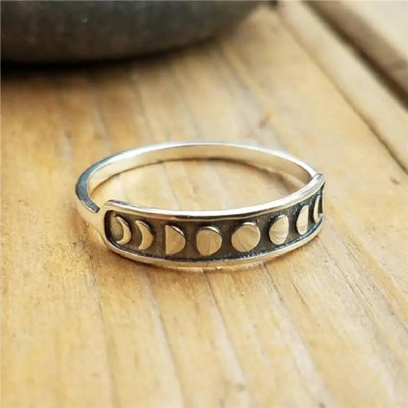 New Fashion Change of The Moon Copper Vintage Ring for Men Women Party Anniversary Wild Simple Rings Jewelry