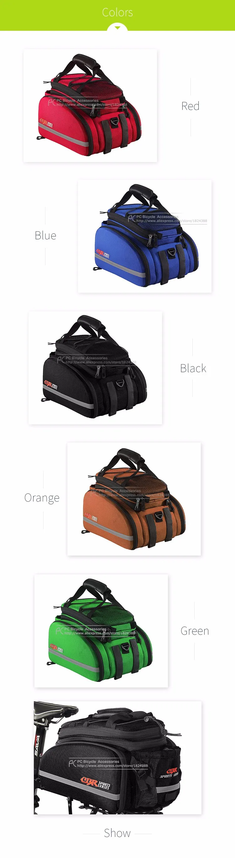 Top CBR Bicycle Bag Bike Rear Seat Trunk Waterproof Bag Handbag Rear Bike Panniers Mountain Bike Outdoor Cycling Travel Package 2