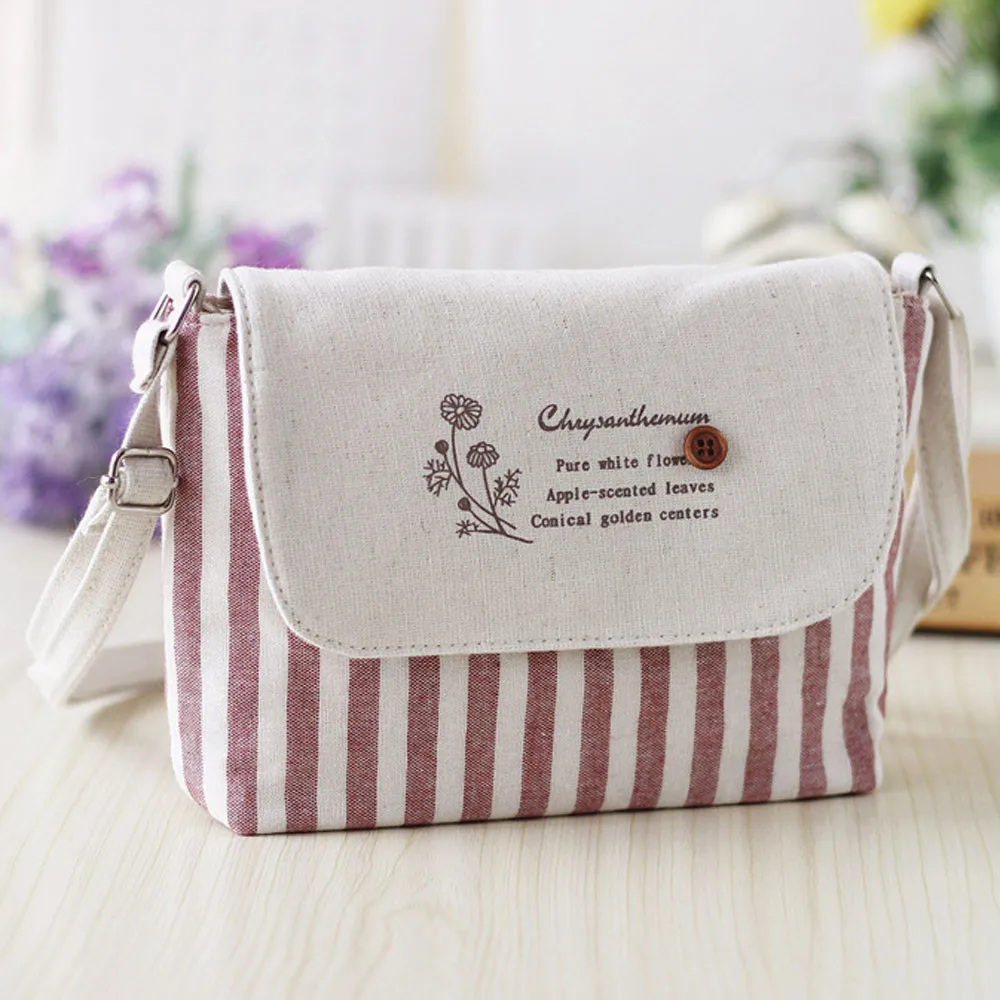 

Fashion Women Crossbody Bag luxury handbags women bags designer Fresh Striped Girls Cotton Shoulder Bags for women 2019