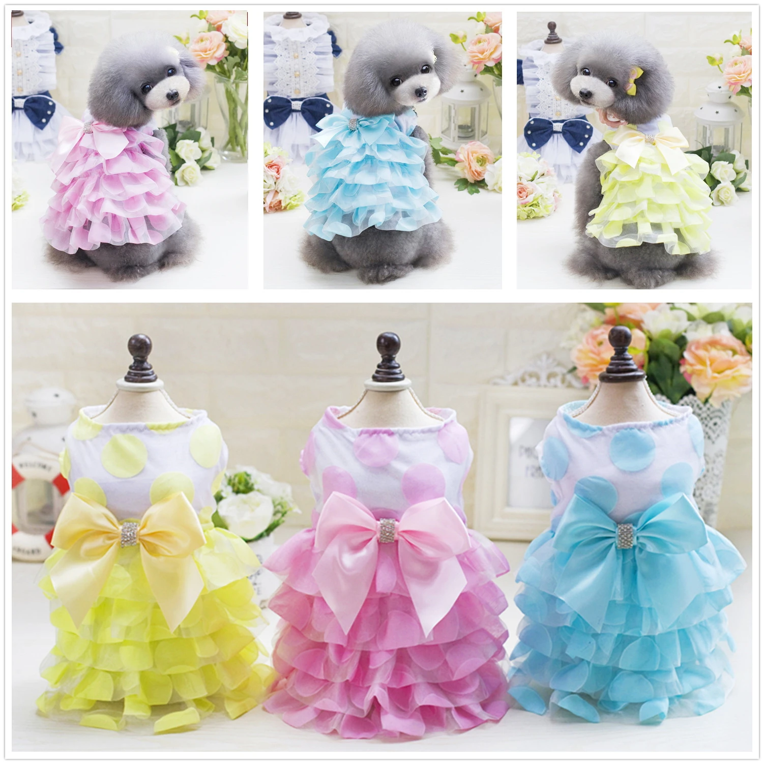 

Summer Pet Princess Dog Coat Dress Petticoat Clothing Fashion Pets Skirt Solid Color Cat Clothes Small Dog Bulldog Jacket