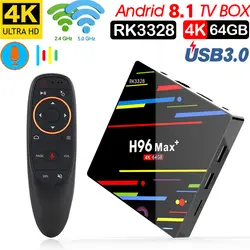 H96 max + rk3328 Quad-core android 8,1 tv box Smart tv box 4 ГБ tv box 4 ГБ DDR3 64 ГБ EMMC 2,4 г/5 г Wi-Fi с mx3 air mouse