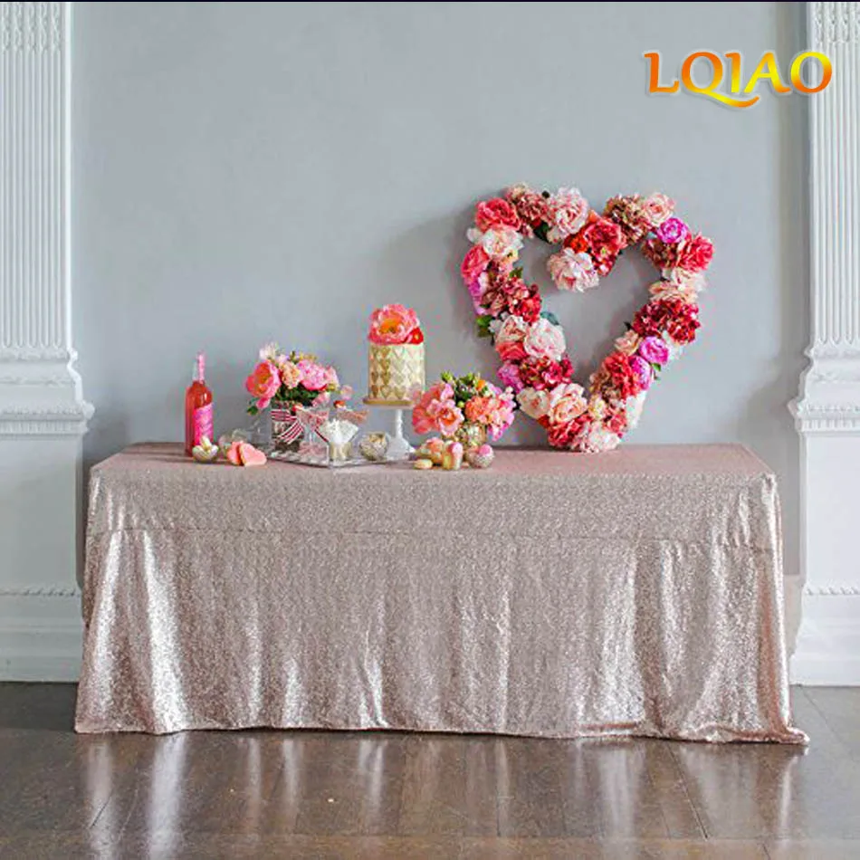 Hot Sale Elegant Champagne Sequin Tablecloth Rectangle Sequin Table
