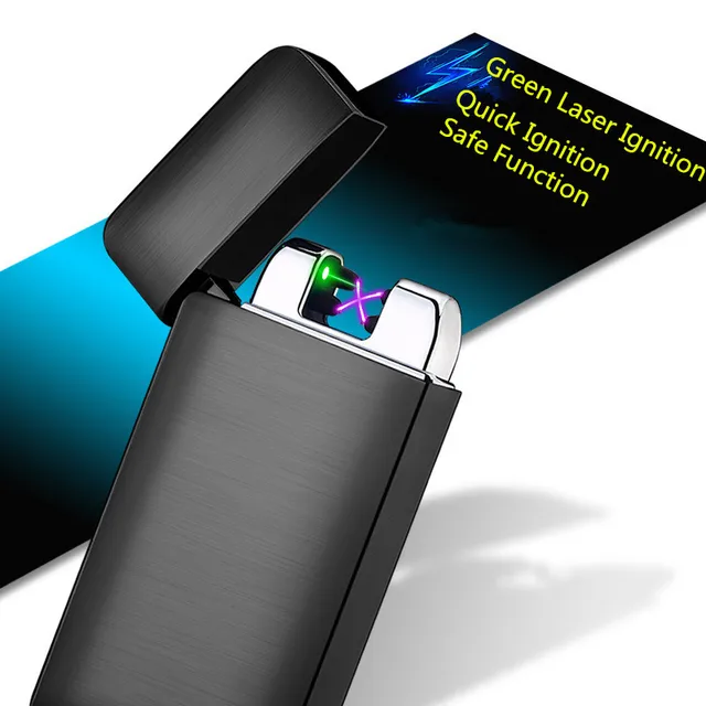 Laser Ignition Usb Electric Lighter For Cigarette Smoking Real Laser Ignition Usb Electric Lighter For Cigarette Smoking Real Print Dual Arc Plasma Turbo