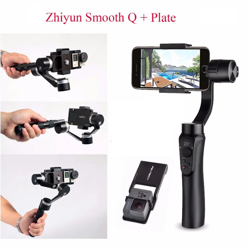 

Zhiyun Smooth Q Handheld Gimbal Stabilizer + Bag+ Plate for Smartphone/Action cameras,3-Axis Handheld Gimbals for iphone