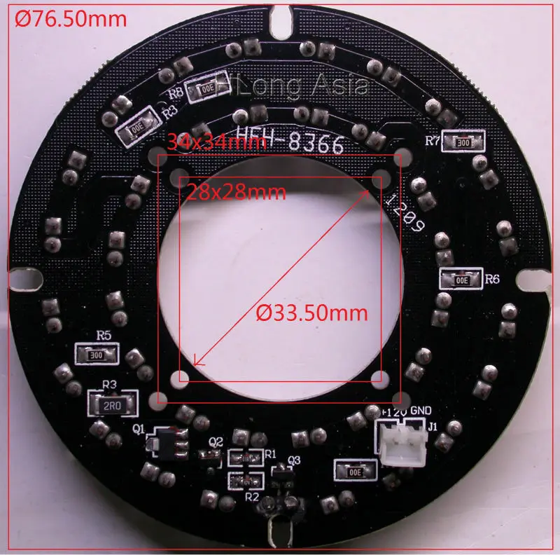Infrared 36x IR LED board for security camera night vision (diameter 76.5mm) for CS Lens (60 degree OR 45 degree)