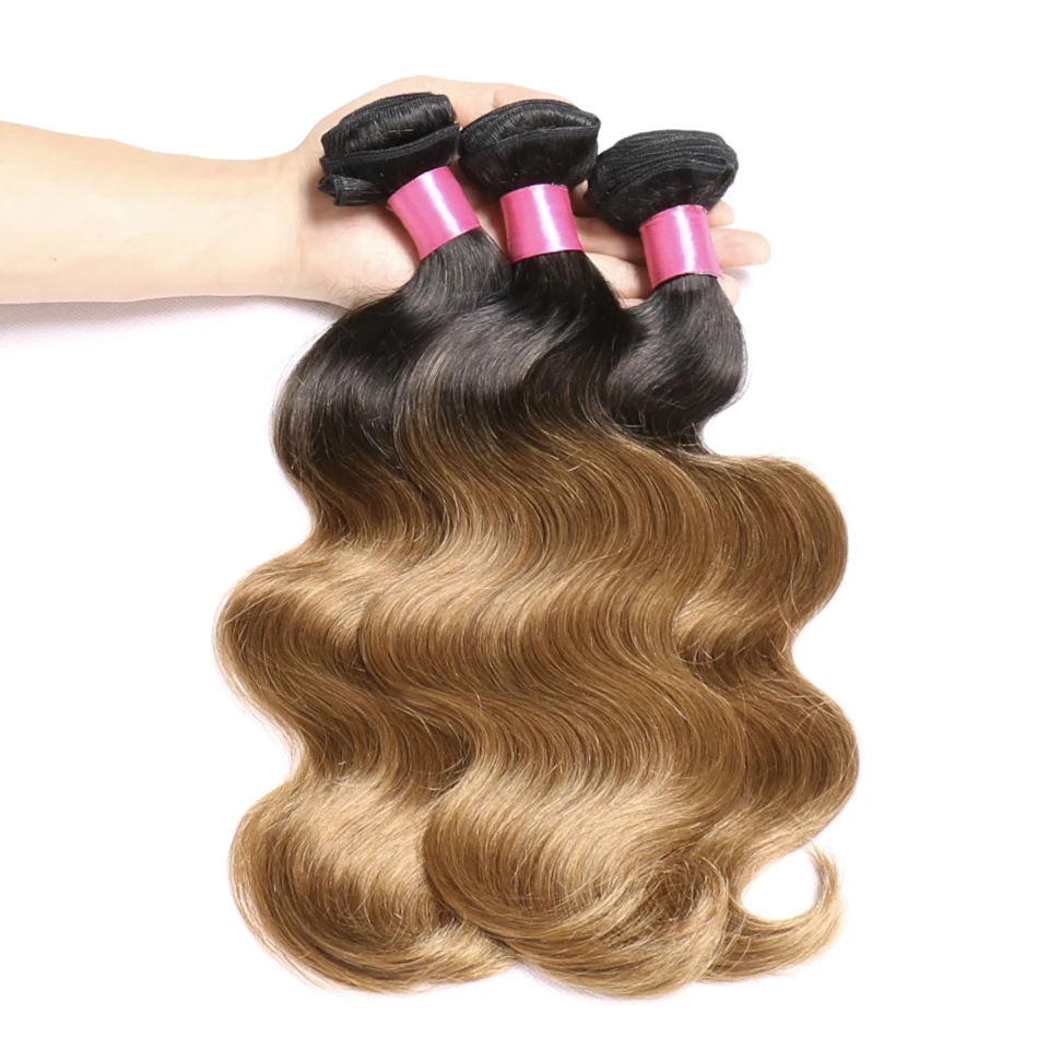 Chloe Hair Ombre Brazilian Hair Body Wave 1 Bundle 1B/30 Ombre Human Weave Bundles Brown Remy Extensions 10-26 Inch