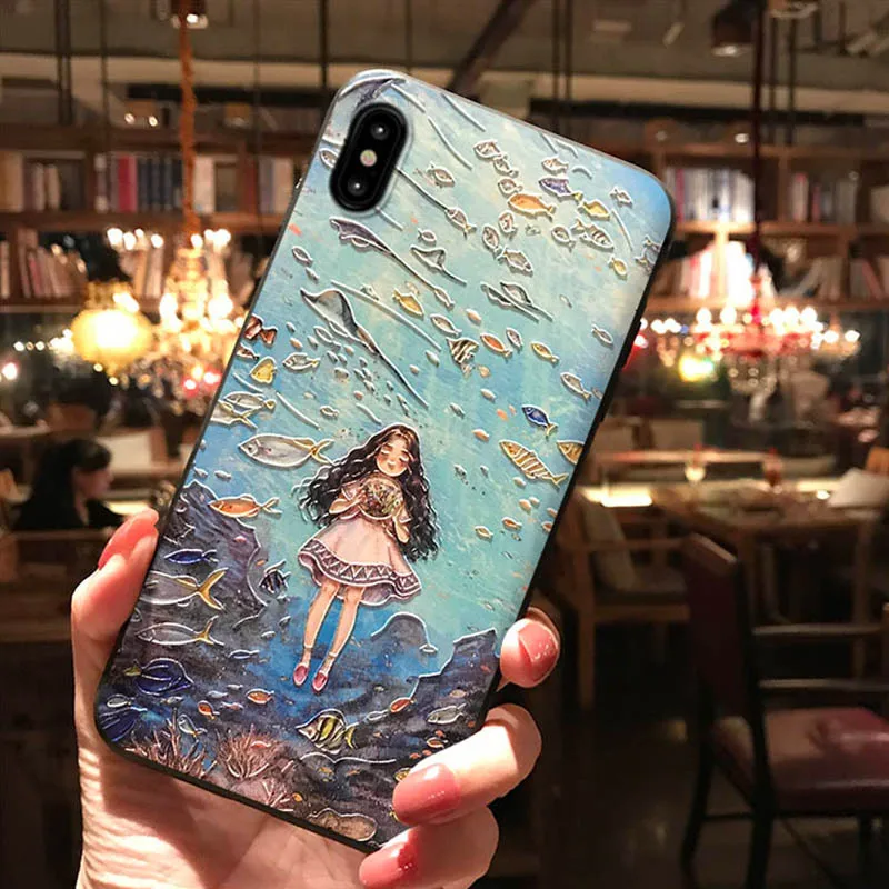 Аниме ANOHANA Deep Sea Girl Cat чехол для телефона для iPhone XS 11 Pro MAX XR Capa мягкая задняя крышка из ТПУ для iPhone X 8 7 6S 6 Plus Coque