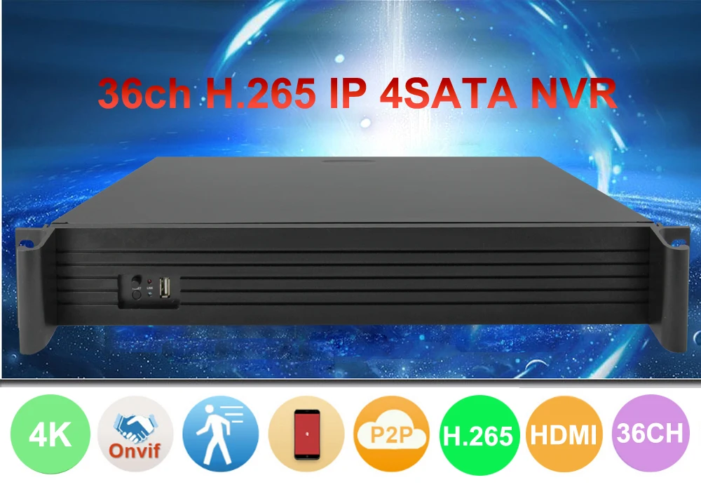 DJ-2036X 1.5U Поддержка 4HDD ONVIF P2P звуковой сигнал 36CH 8MP 4 K 5MP 4MP 3MP 2MP H.265 сетевой видеорегистратор наружного наблюдения рекордер наружного наблюдения