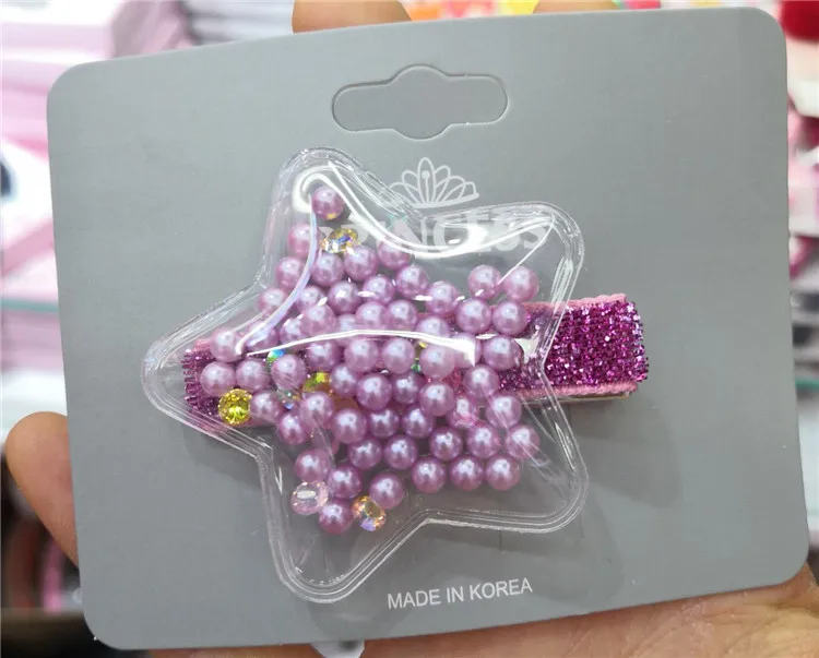 star purple 1 шт., новые блестящие детские заколки для волос, милая Корона со звездой, жемчуг, заколки для волос для маленьких девочек, аксессуары для волос для девочек, повязка на голову - Цвет: star purple