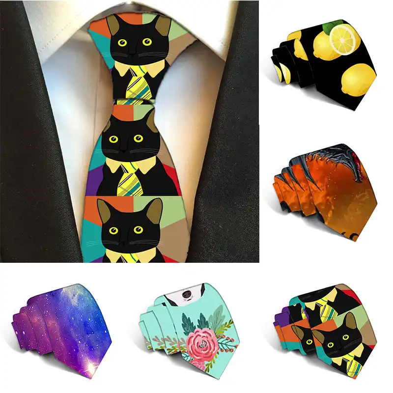 2019 Plaid Ties Men's Fashion Tie 8cm Black Necktie Creative Printed