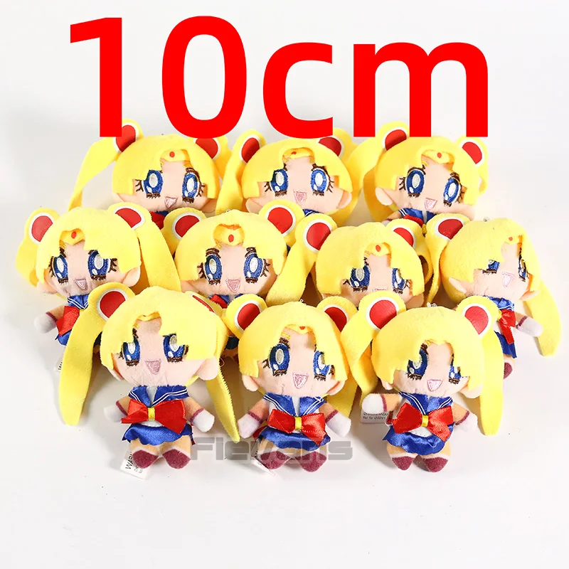 Kawaii Сейлор Мун Цукино Усаги/Сейлор чибиуса Луна Стиль рисовки персонажей в аниме и манге, США Мини Мягкие плюшевые подвесные игрушки куклы 10 шт./партия 3 типа - Цвет: Tsukino Usagi B