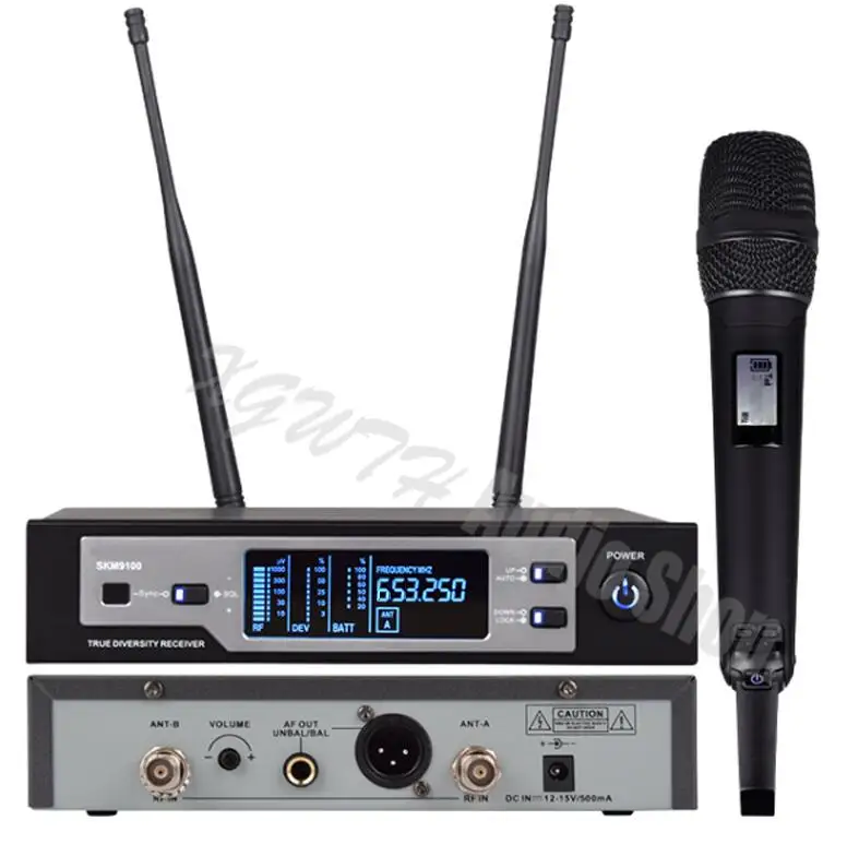 Black Mic System XGWTH бренд SKM9100 Настоящее разнообразие UHF профессиональная беспроводная микрофонная система Беспроводная динамическое портативное караоке аудио микрофон - Цвет: Black Mic System