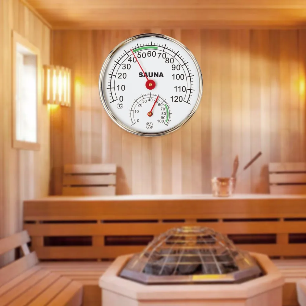Термометр с указателем и гигрометром из нержавеющей стали для сауны, аналоговый измеритель температуры и влажности