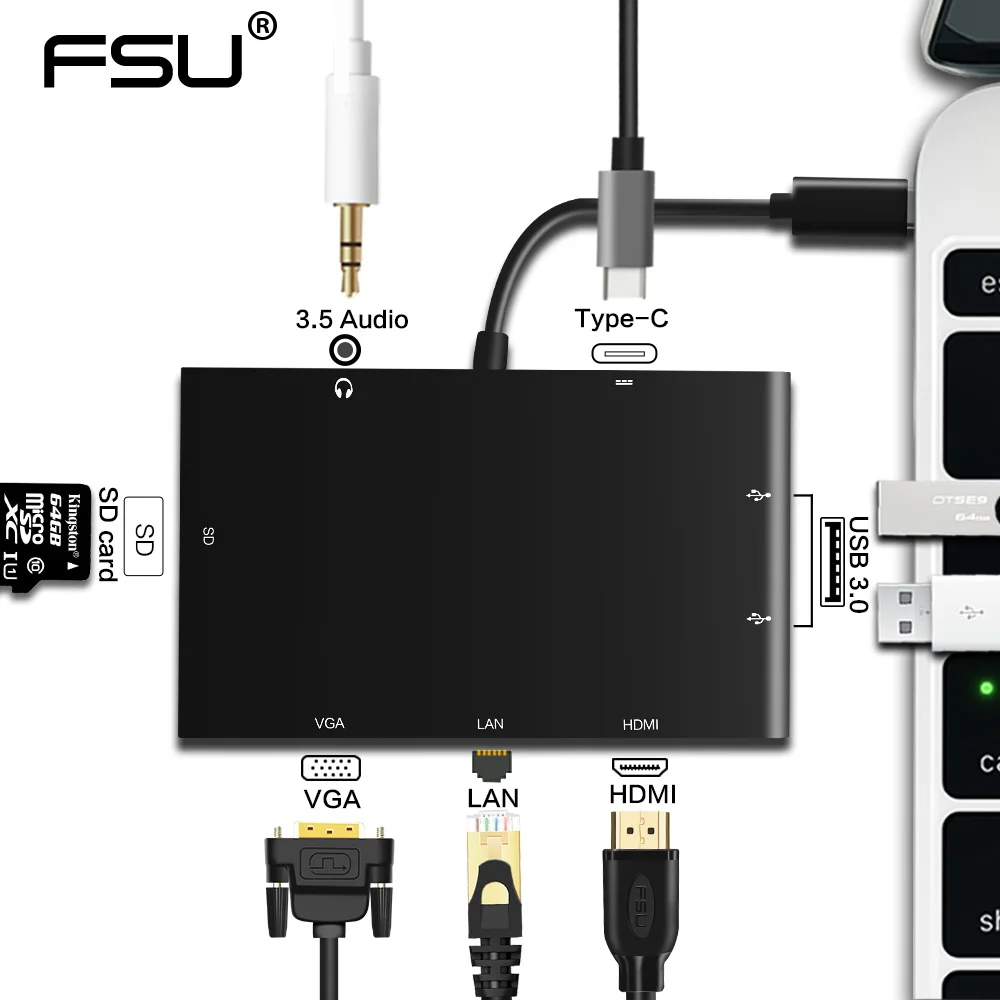 

FSU type-c USB 3.1 to VGA 5 IN1 hdmi dvi vga dp
