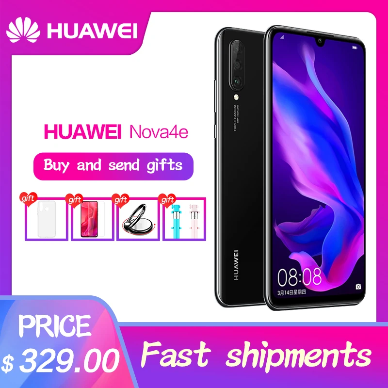 

HUAWEI P30 Lite Nova 4e Smartphone 6.15 inch Full Screen Android 9.0 Dual SIM Card Slot 2312x1080 Kirin 710 Octa Core 4*Cameras