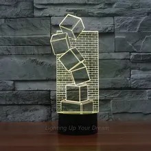 Блоки конструктора ночник для спальни кирпичи Форма 3D лампа светодиодный ночник мигающий USB заряженный атмосферный иллюзионный свет