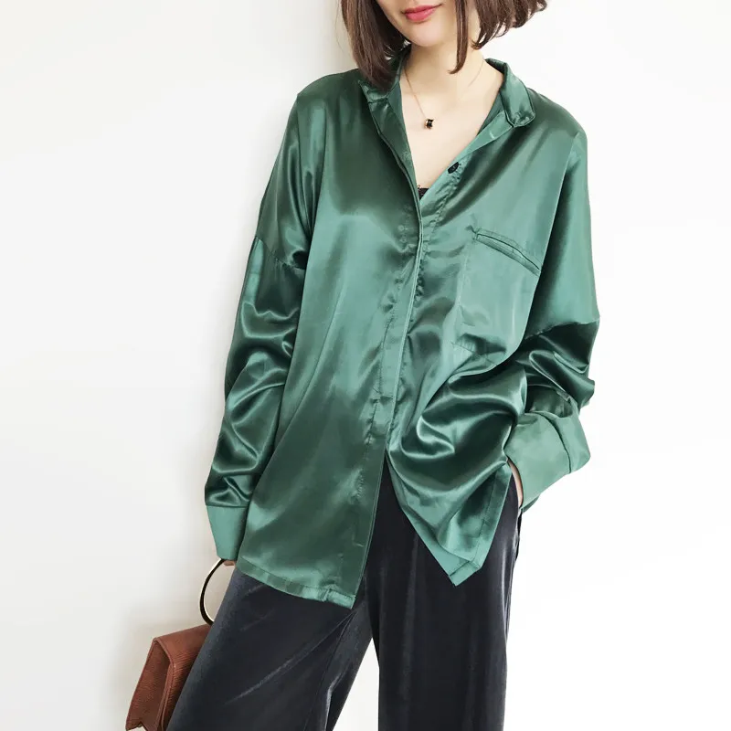 

Big Size Satin Silk Long Sleeve 2017 Autumn Women Shirts Korean Vetement Femme Cardigan Women Clothes Winter Shirt Ladies Tops