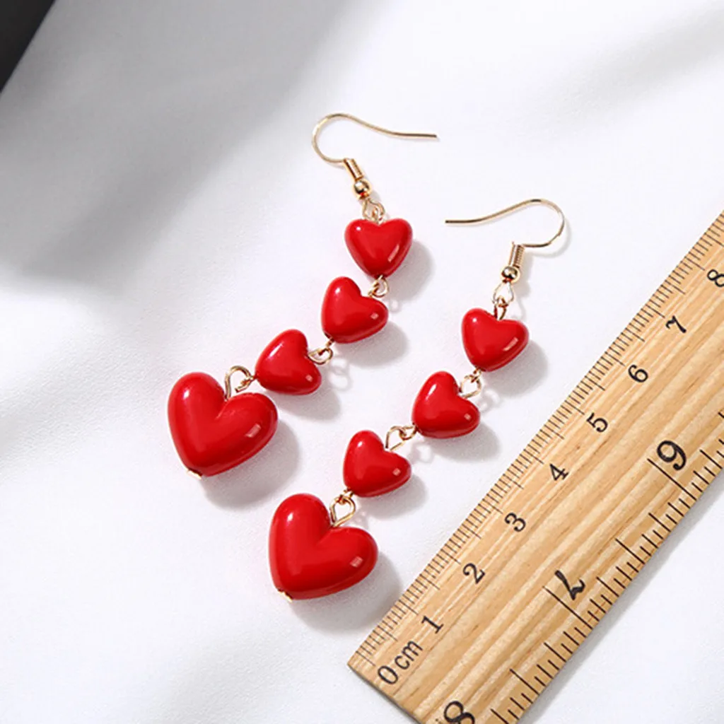 

Earrings Vintage Long Pendant Red Love Geometry Earrings Ladies Jewelry Beach Vacation Travel Design no fading no allergies 5.16