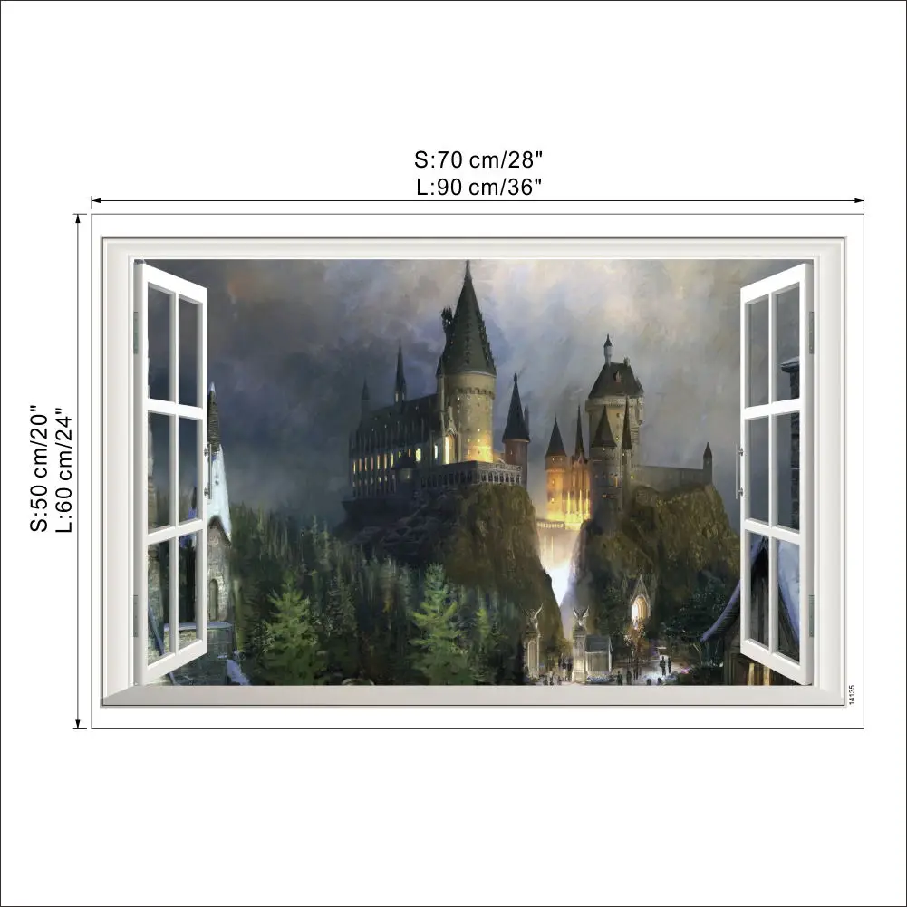 Гарри Поттер плакат 3D декор окна Хогвартс декоративные наклейки на стену Волшебный мир школьные обои для детей Спальня наклейка