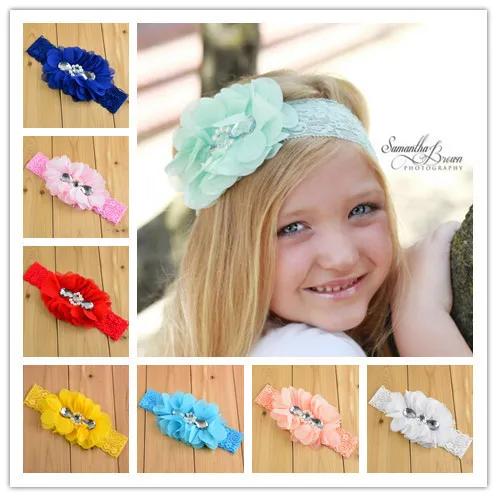 headband accessories hair chiffon lace flower lot pearls headwear rinestones rosettes prop chic