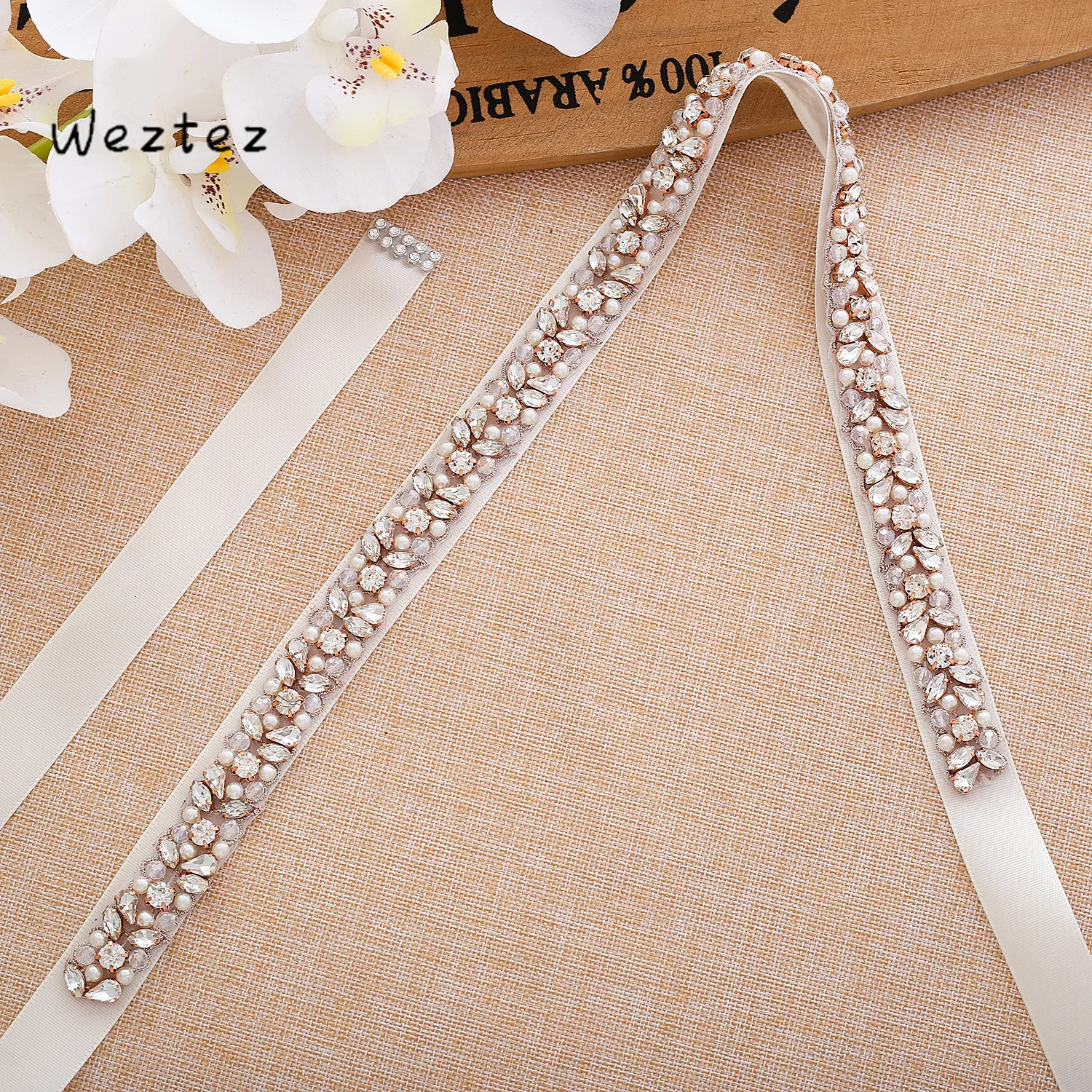 Rose Gold Belt Diamond Flower Belts Bridal Sash Crystal Rhinestone Wedding For Dresses SD134BRG | Свадьбы и торжества