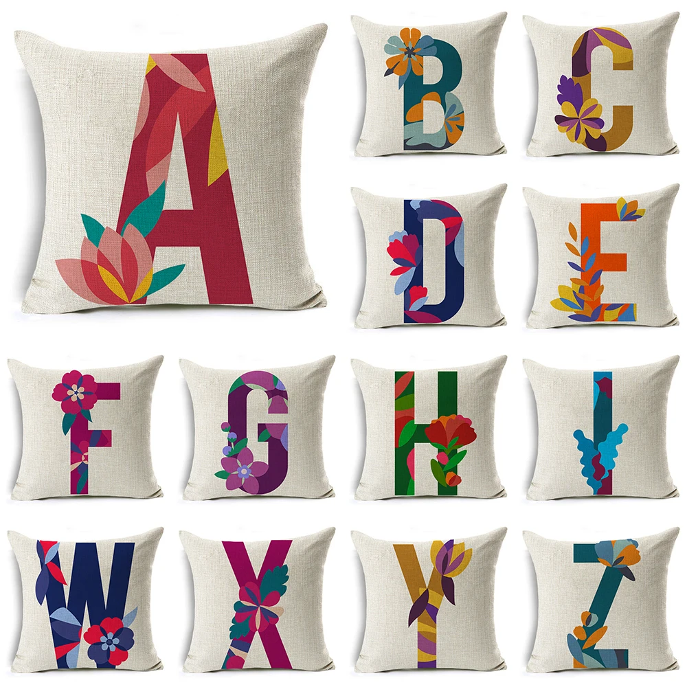 English Letter Pillow Case 45*45 Cotton Bohemia Home Throw Pillows Soft