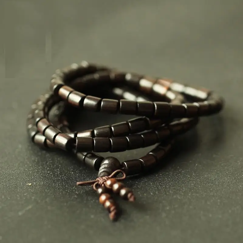 Натуральный эбеновый 108 шт молитвенные бусы трубчатые Тибетские буддийские малы