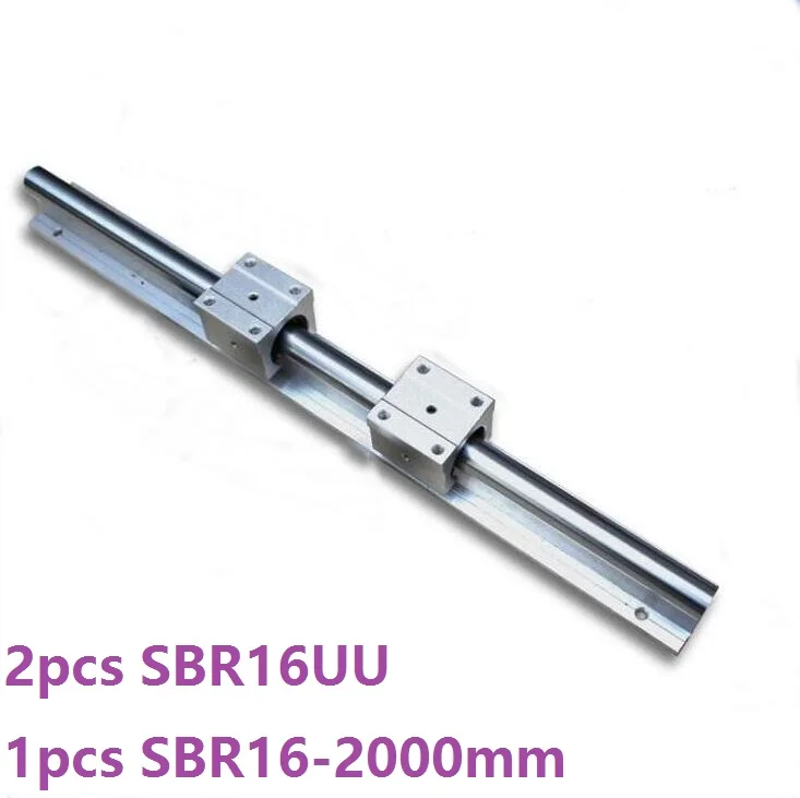 1pcs SBR16 - 2000mm linear rail guide + 2pcs SBR16UU bearing blocks for cnc router parts | Обустройство дома
