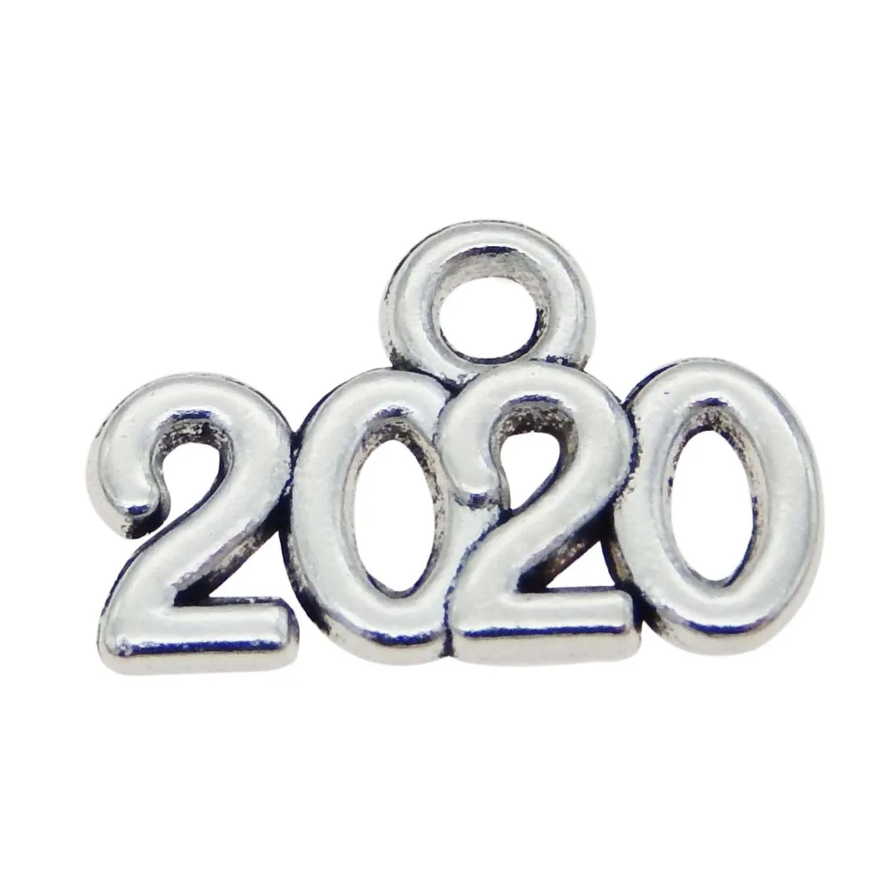 

YvLuo 100 pc Number 2020 Shape Silver Color Zinc Alloy Vintage Charms Bracelet Necklace Pendant Kids Graduation DIY Jewelry