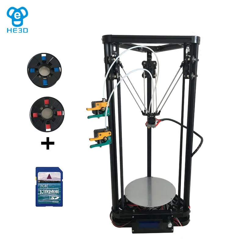 Новинка K200 двойной экструдер delta DIY 3D принтер HE3D reprap большой размер печати 400 г