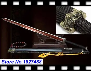

Red Folded Pattern Steel Blade Tempered Handmade Sharp Chinese Han Dynasty High Quallty Double edge Battle Sword