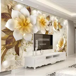 Пользовательские фото обои 3D Европейский ретро цветок тиснением Камелия фрески Гостиная ТВ диван фон домашний декор настенная ткань