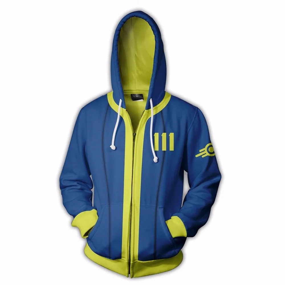  BIANYILONG 2019 Men Hooded Fallout Vault Dweller 3D Printed Hoodies zipper hoodie hooded hip hop to