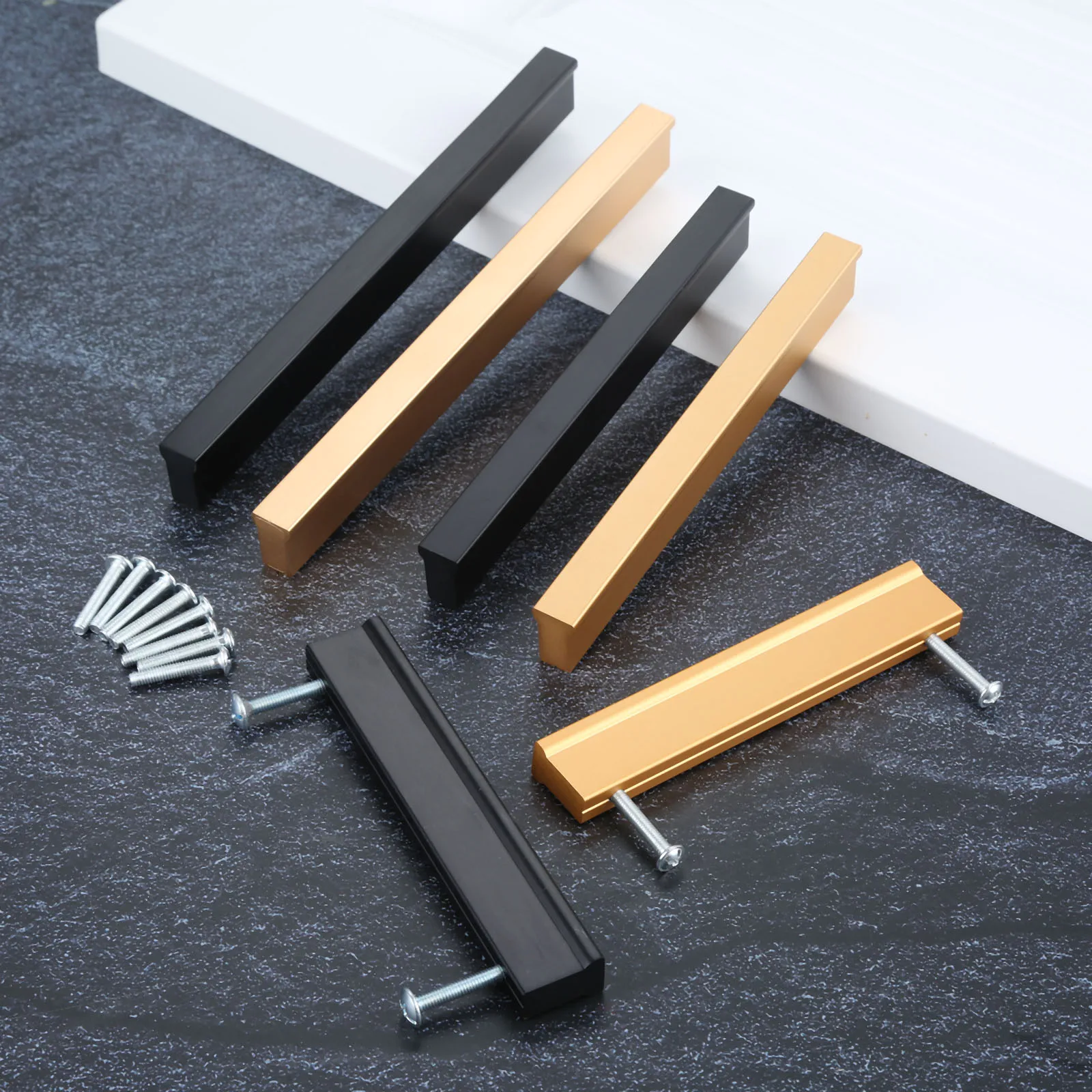 

Kitchen Door Handles Black Cabinet Drawer Pens Aluminum 96/128/160mm Straight Handle Bathroom Knob Furniture Hardware